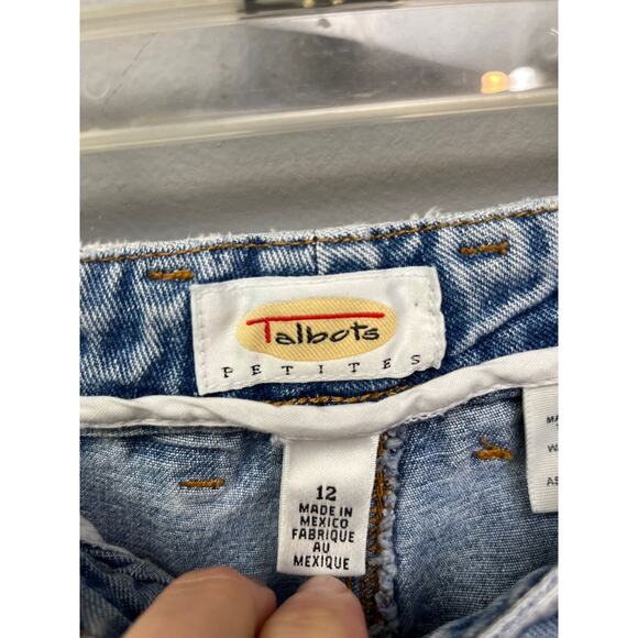 Talbots Mom Jeans Petite size 12P High Waist light wash Vintage Tapered Denim - Picture 3 of 8